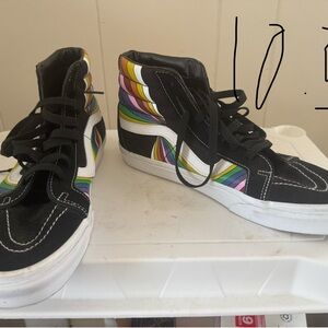 Vans Black High-Top Sneakers with Multicolor Stripe Detail